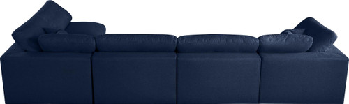 Navy-Sec5D Serene Collection Modern | Contemporary Deluxe Comfort Modular Sectional, Soft Linen Textured Fabric, Down Cushions, 158" W x 79" D x 32" H, Navy