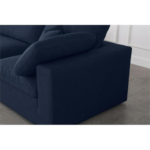 Navy-Sec6D Serene Collection Modern | Contemporary Deluxe Comfort Modular Sectional, Soft Linen Textured Fabric, Down Cushions, 158" W x 79" D x 32" H, Navy
