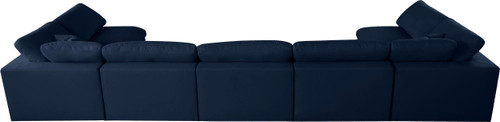 Navy-Sec7B Serene Collection Modern | Contemporary Deluxe Comfort Modular Sectional, Soft Linen Textured Fabric, Down Cushions, 197" W x 79" D x 32" H, Navy