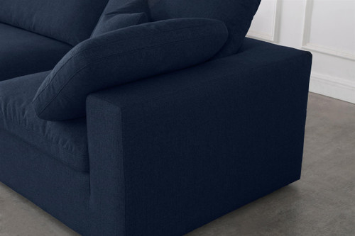 Navy-Sec7B Serene Collection Modern | Contemporary Deluxe Comfort Modular Sectional, Soft Linen Textured Fabric, Down Cushions, 197" W x 79" D x 32" H, Navy