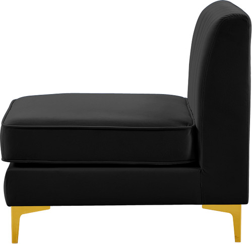 Black-Armless Alina Collection Modern | Contemporary Velvet Upholstered Modular Chair with Deep Channel Tufting, 26" W x 32.5" D x 31" H, Black