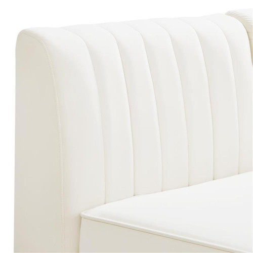 Cream-Sec6B Alina Collection Modern | Contemporary Velvet Upholstered Modular Sectional with Deep Channel Tufting, 116.5" W x 58.5" D x 31" H, Cream