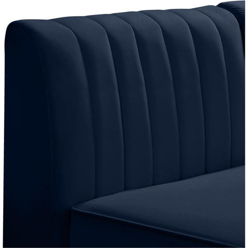 Navy-Sec7A Alina Collection Modern | Contemporary Velvet Upholstered Modular Sectional with Deep Channel Tufting, 142" W x 58.5" D x 31" H, Navy