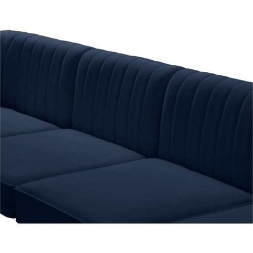 Navy-Sec7A Alina Collection Modern | Contemporary Velvet Upholstered Modular Sectional with Deep Channel Tufting, 142" W x 58.5" D x 31" H, Navy