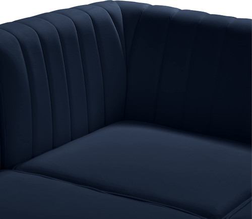 Navy-Sec5A Alina Collection Modern | Contemporary Velvet Upholstered Modular Sectional with Deep Channel Tufting, 84.5" W x 84.5" D x 31" H, Navy