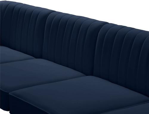 Navy-Sec5A Alina Collection Modern | Contemporary Velvet Upholstered Modular Sectional with Deep Channel Tufting, 84.5" W x 84.5" D x 31" H, Navy