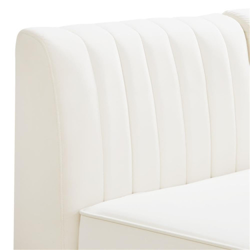 Cream-Sec5C Alina Collection Modern | Contemporary Velvet Upholstered Modular Sectional with Deep Channel Tufting, 91" W x 91" D x 31" H, Cream