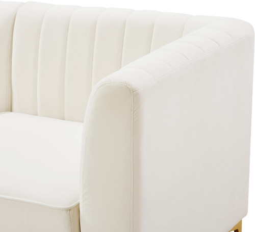 Cream-Corner Alina Collection Modern | Contemporary Velvet Upholstered Modular Chair with Deep Channel Tufting, 32.5" W x 32.5" D x 31" H, Cream