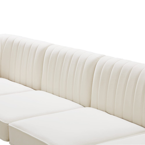 Cream-Corner Alina Collection Modern | Contemporary Velvet Upholstered Modular Chair with Deep Channel Tufting, 32.5" W x 32.5" D x 31" H, Cream