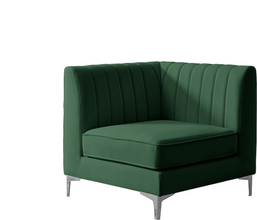 Green-Corner Alina Collection Modern | Contemporary Velvet Upholstered Modular Chair with Deep Channel Tufting, 32.5" W x 32.5" D x 31" H, Green