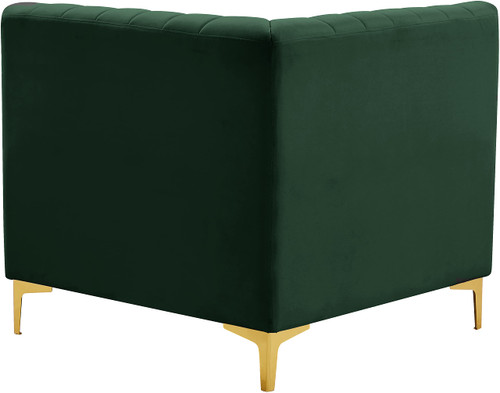 Green-Corner Alina Collection Modern | Contemporary Velvet Upholstered Modular Chair with Deep Channel Tufting, 32.5" W x 32.5" D x 31" H, Green