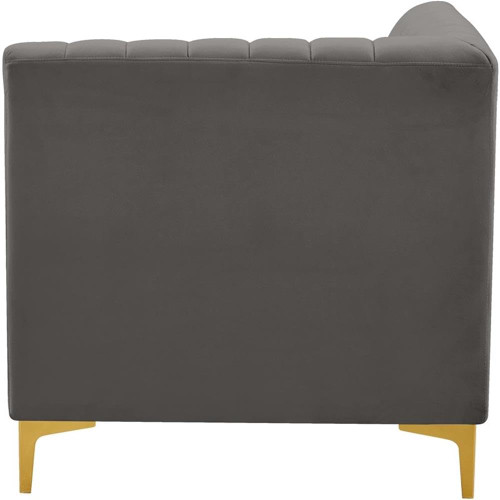 Grey-Corner Alina Collection Modern | Contemporary Velvet Upholstered Modular Chair with Deep Channel Tufting, 32.5" W x 32.5" D x 31" H, Grey