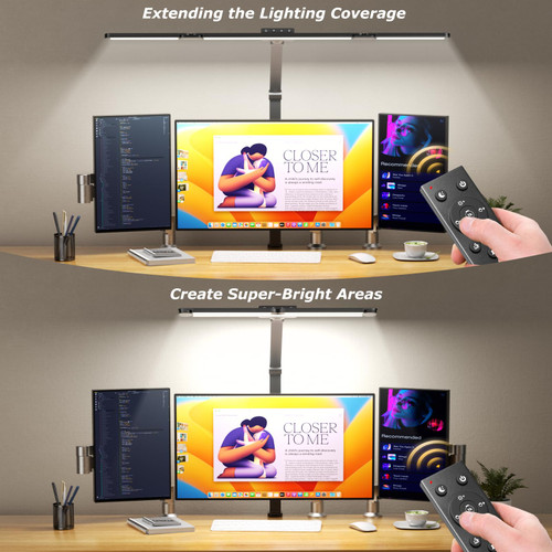 LED Desk Lamp with Clamp, Architect Desk Lamp for Home Office with Remote, 24W Ultra-Bright Desk Light with Stepless Dimming and Stepless Color Temp, Memory Function for Study and Workbench