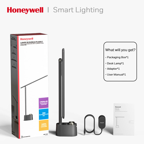 LED Desk Lamp, Foldable & Stepless Dimmable, Black