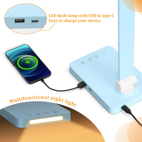 LED Desk Lamp with USB Ports,Touch Desk Lamps for Home Office with 5 Modes