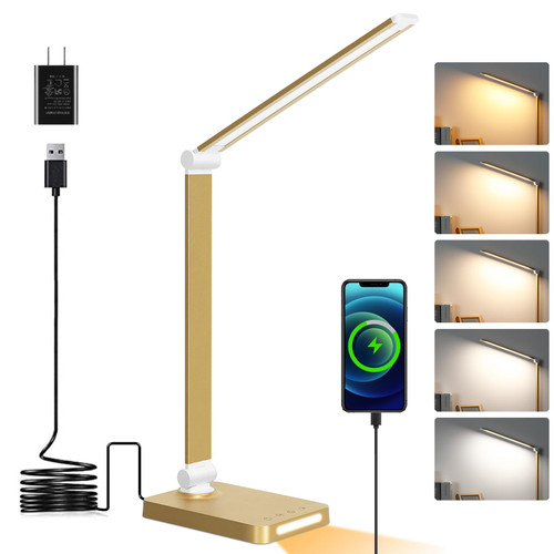 LED Desk Lamp with USB Ports,Touch Desk Lamps for Home Office with 5 Modes
