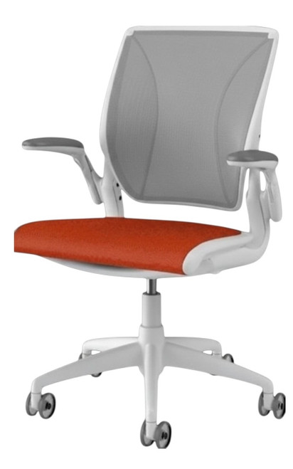 Humanscale Diffrient World - Ergonomic Mesh Office Chair in Red Fabric Seat