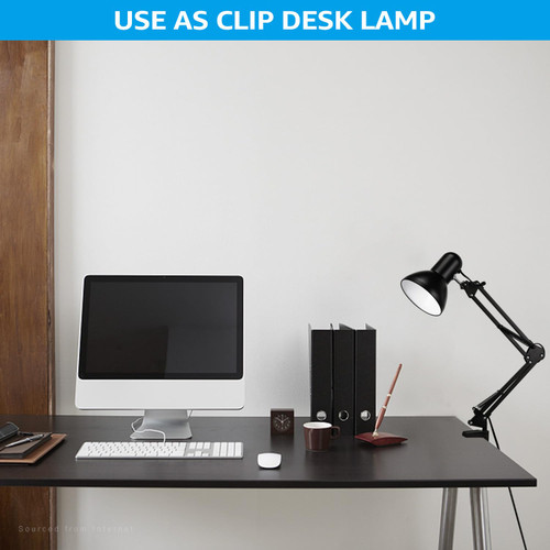 Metal Desk Lamp, Adjustable Swing Arm, E26, Black