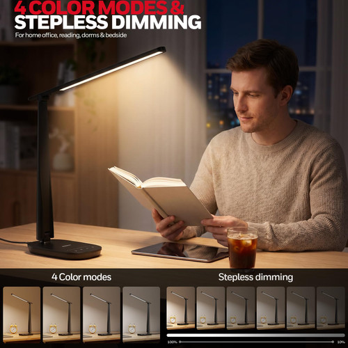 LED Desk Lamp for Home Office Eye-Caring Dimmable Reading Light