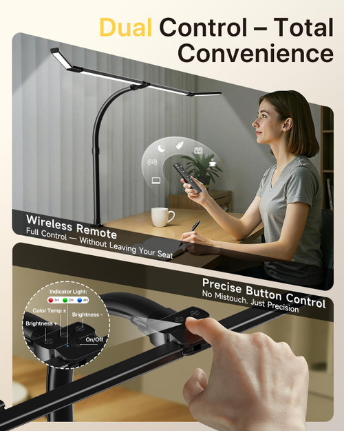 LED Desk Lamp with Clamp, 42-Inch 4-Panel Light for Dual Monitors