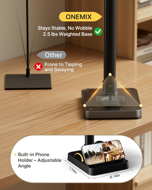 LED Desk Lamp with Base, 42-Inch 4-Panel Light for Dual Monitors