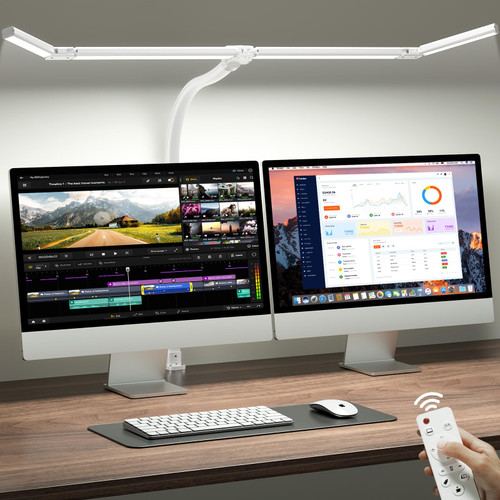LED Desk Lamp with Clamp, 42-Inch 4-Panel Light for Dual Monitors