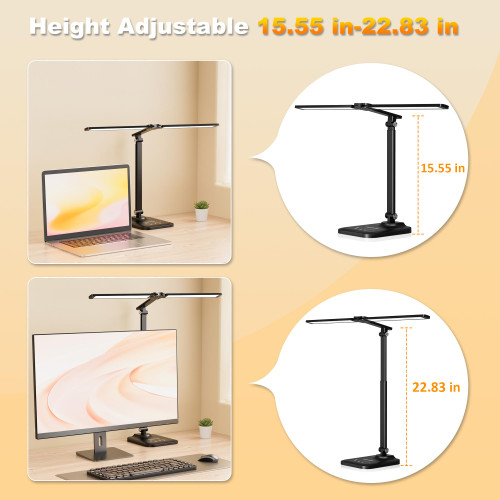 LED Desk Lamp for Office Home, Height Adjustable Architect Desk Light with USB Adapter, Stepless Dimming Desk Lamp Light for Reading, Study, Workbench