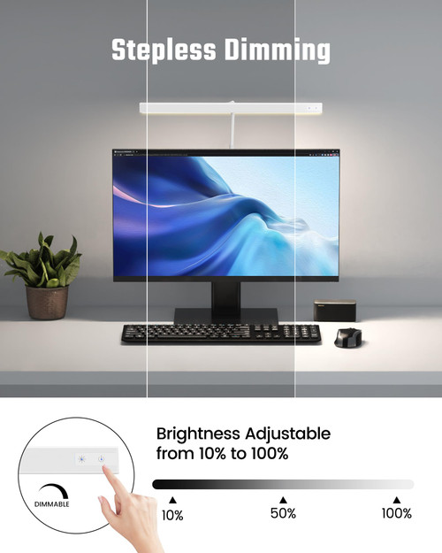 LED Desk Lamp for Office Home, 12W Eye-Caring Light with Clamp