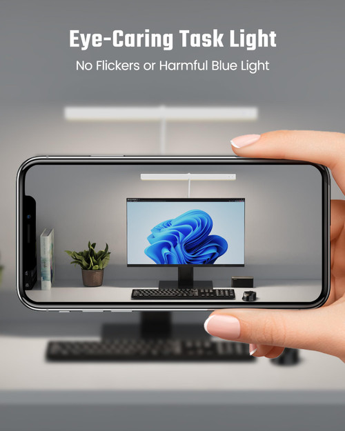 LED Desk Lamp for Office Home, 12W Eye-Caring Light with Clamp