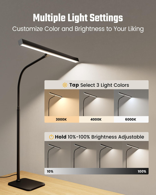 Desk Lamp for Home Office, Eye-Caring Desk Light with Base