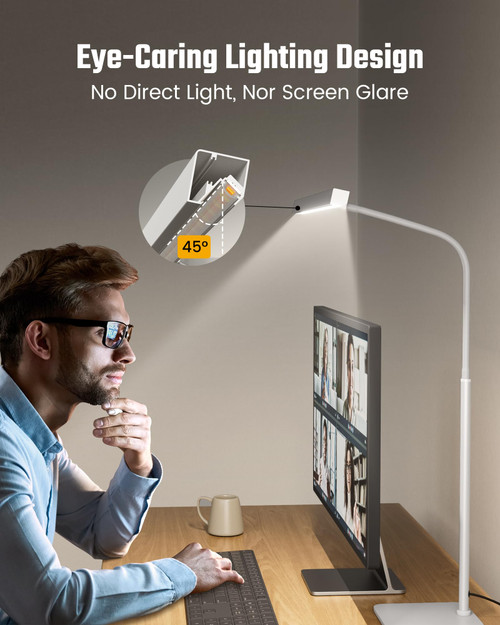 LED Desk Lamp for Home Office, Eye-Caring Desk Light with Base