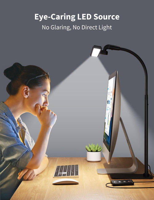 LED Desk Lamp, Flexible Gooseneck Task Light with Base and Timer