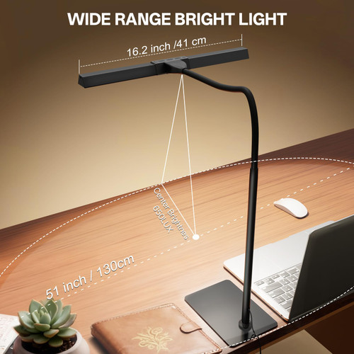 LED Desk Lamp for Home Office, Flexible Gooseneck Task Light Tall 12W