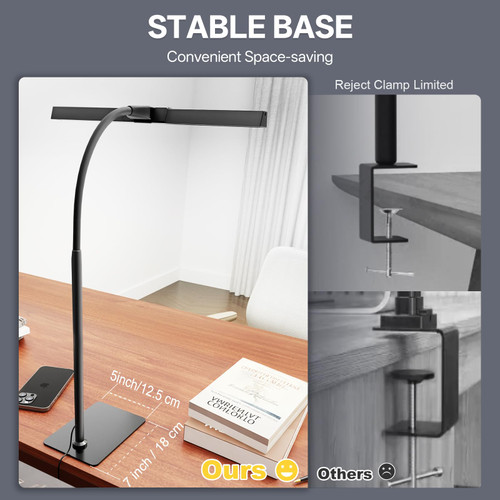LED Desk Lamp for Home Office, Flexible Gooseneck Task Light Tall 12W