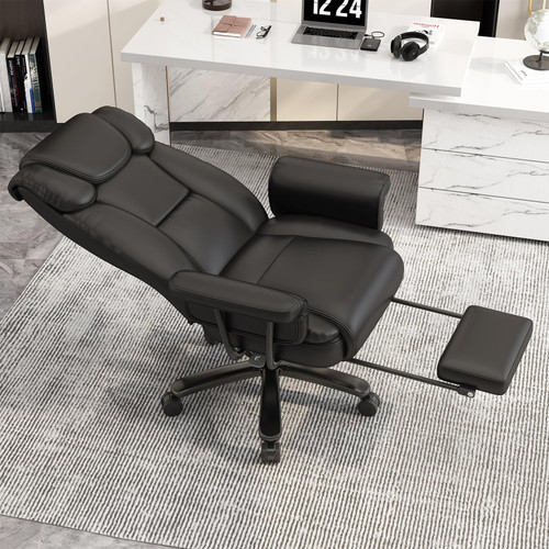 160 Reclining Office Chair with Footrest, Big & Tall Desk Chair, Black