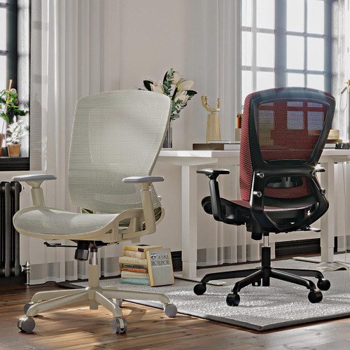 Mesh Office Chair,Ergonomic Computer Desk Chair,Sturdy Task Chair- Adjustable Lumbar Support & Armrests,Tilt Function,Comfort Wide Seat,Swivel Home Office Chair (Grey Frame Grey Mesh)