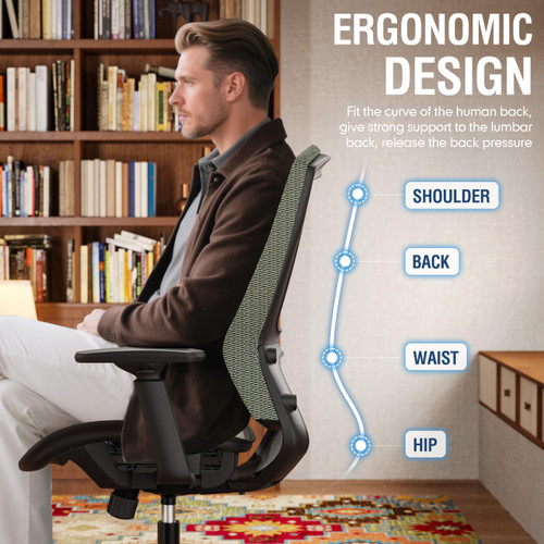 Ergonomic Mesh Office Chair,Comfy Computer Desk Chair- BIFMA 5.1 Certified Commercial Swivel Task Chair for Home Office-Adjustable Lumbar Support & Armrests,Tilt Function,Wide Seat(Dusty Sage)
