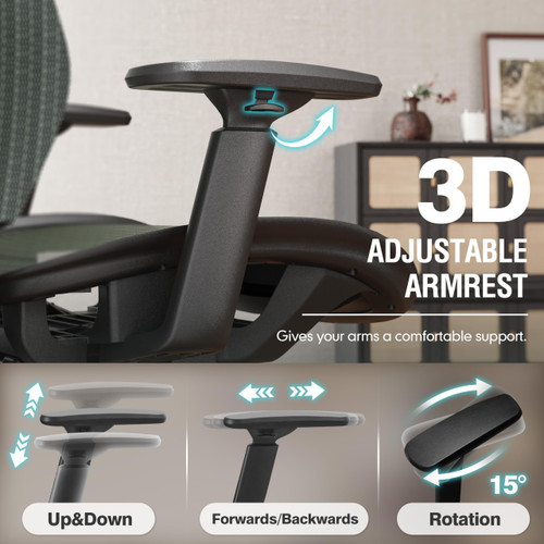 Ergonomic Mesh Office Chair,Comfy Computer Desk Chair- BIFMA 5.1 Certified Commercial Swivel Task Chair for Home Office-Adjustable Lumbar Support & Armrests,Tilt Function,Wide Seat(Dusty Sage)