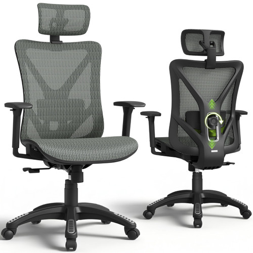 Mesh Office Chair,Ergonomic Computer Desk Chair,Sturdy Task Chair- Adjustable Lumbar Support & Armrests,Tilt Function,Comfort Wide Seat,Swivel Home Office Chair (Eucalyptus)