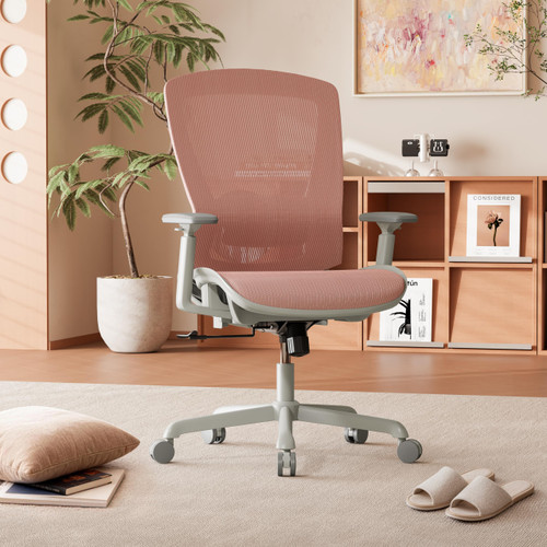 Mesh Office Chair,Ergonomic Computer Desk Chair,Sturdy Task Chair- Adjustable Lumbar Support & Armrests,Tilt Function,Comfort Wide Seat,Swivel Home Office Chair (Pink)