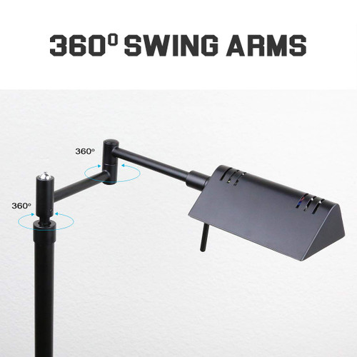 Brook Adjustable Dimmable LED Pharmacy Floor Lamp, Black