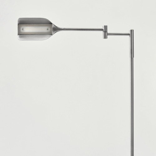 Leaf Pharmacy LED Reading Lamp, Dimmable Floor Lamp with Easy Adjustable Rotation Over Chair or Desk for Living Room, Work Light for Office, Modern Minimalist Home Decor - Platinum Silver