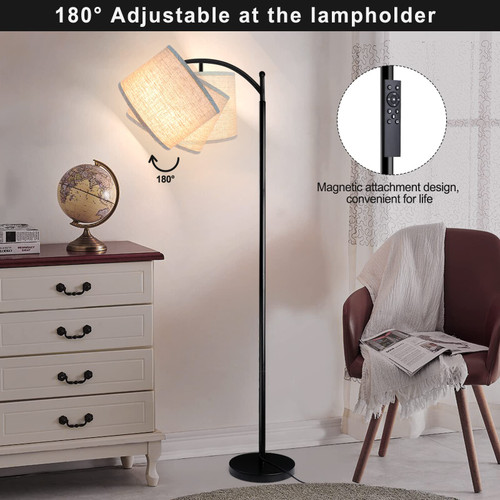 Floor Lamp for Living Room, 4 Color Temperature LED Floor Lamp with Remote Control & Foot Switch, LED Bulb Included, Modern Standing Lamp for Bedroom, Study Room, Office - Black