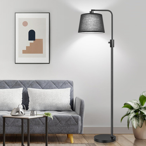 [Upgraded] Dimmable Floor Lamp, 1000 Lumens LED Edison Bulb Included, Black Shade, Modern Arc Standing Tall Floor Lamp for Living Room Bedroom Office Dining Room
