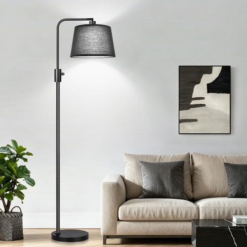 [Upgraded] Dimmable Floor Lamp, 1000 Lumens LED Edison Bulb Included, Black Shade, Modern Arc Standing Tall Floor Lamp for Living Room Bedroom Office Dining Room