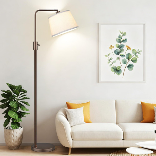 [Upgraded] Dimmable Floor Lamp, 1000 Lumens LED Edison Bulb Included, Modern Arc Standing Tall Brown Floor Lamp for Living Room Bedroom Office Dining Room