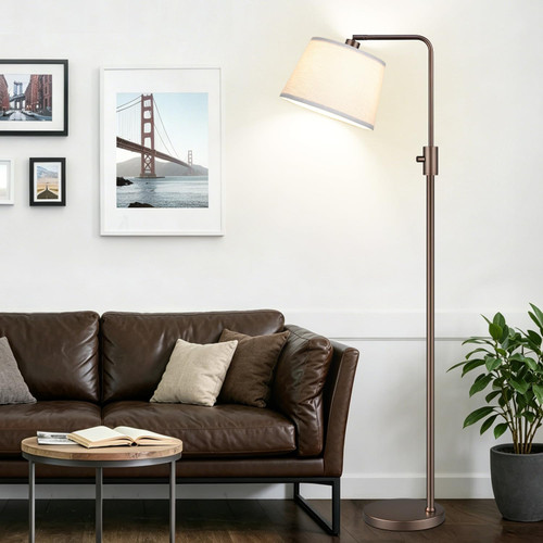 [Upgraded] Dimmable Floor Lamp, 1000 Lumens LED Edison Bulb Included, Modern Arc Standing Tall Brown Floor Lamp for Living Room Bedroom Office Dining Room
