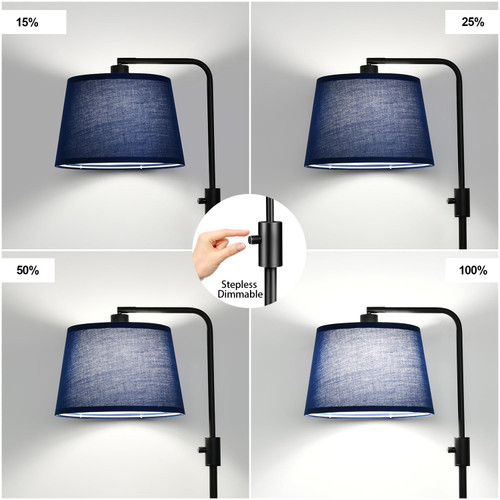 【Upgraded】 Dimmable Floor Lamp, 1000 Lumens LED Edison Bulb Included, Modern Arc Standing Tall Floor Lamp for Living Room Bedroom Office Dining Room - Blue