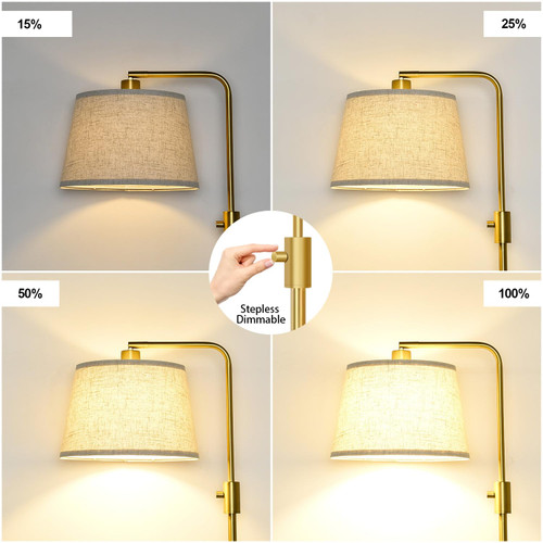 Dimmable Gold Floor Lamp, 1000 LM LED Edison Bulb Included, Arc Floor Lamps for Living Room with Marble Base, Modern Standing Lamp Tall Lamps for Living Room Bedroom