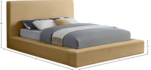 DorianCamel-Q Dorian Collection Modern | Contemporary Queen Bed with Ultra Luxe Camel Velvet, 73" W x 95" D x 45" H, Camel, Queen